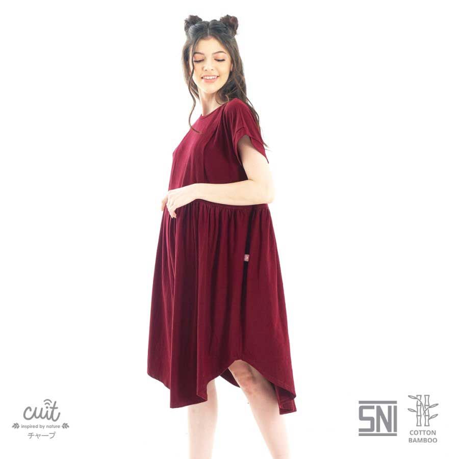 Cuit Baby Wear FAMILY Bamboo Cotton Nao Dress Hamil Menyusui MIKI SERIES Maroon Dahlia M - 1