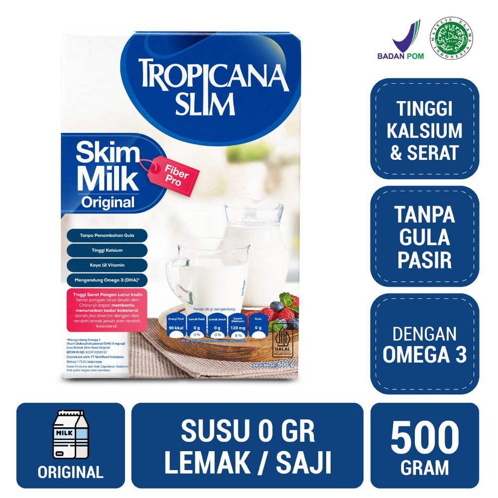 Tropicana Slim Milk Skim Fiber Pro Plain 500gr | 2101200180 - 1