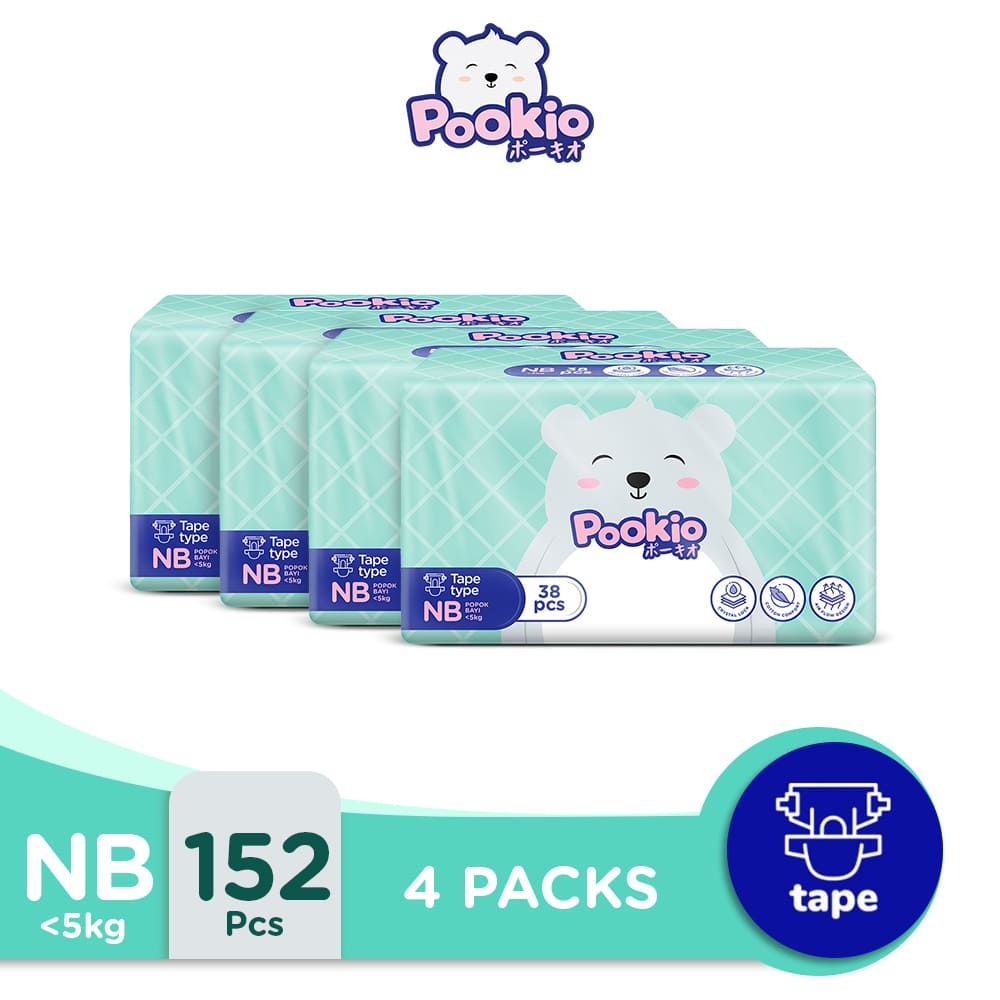 POOKIO Tape Popok Bayi Diaper New Born Perekat NB38 Carton - 1