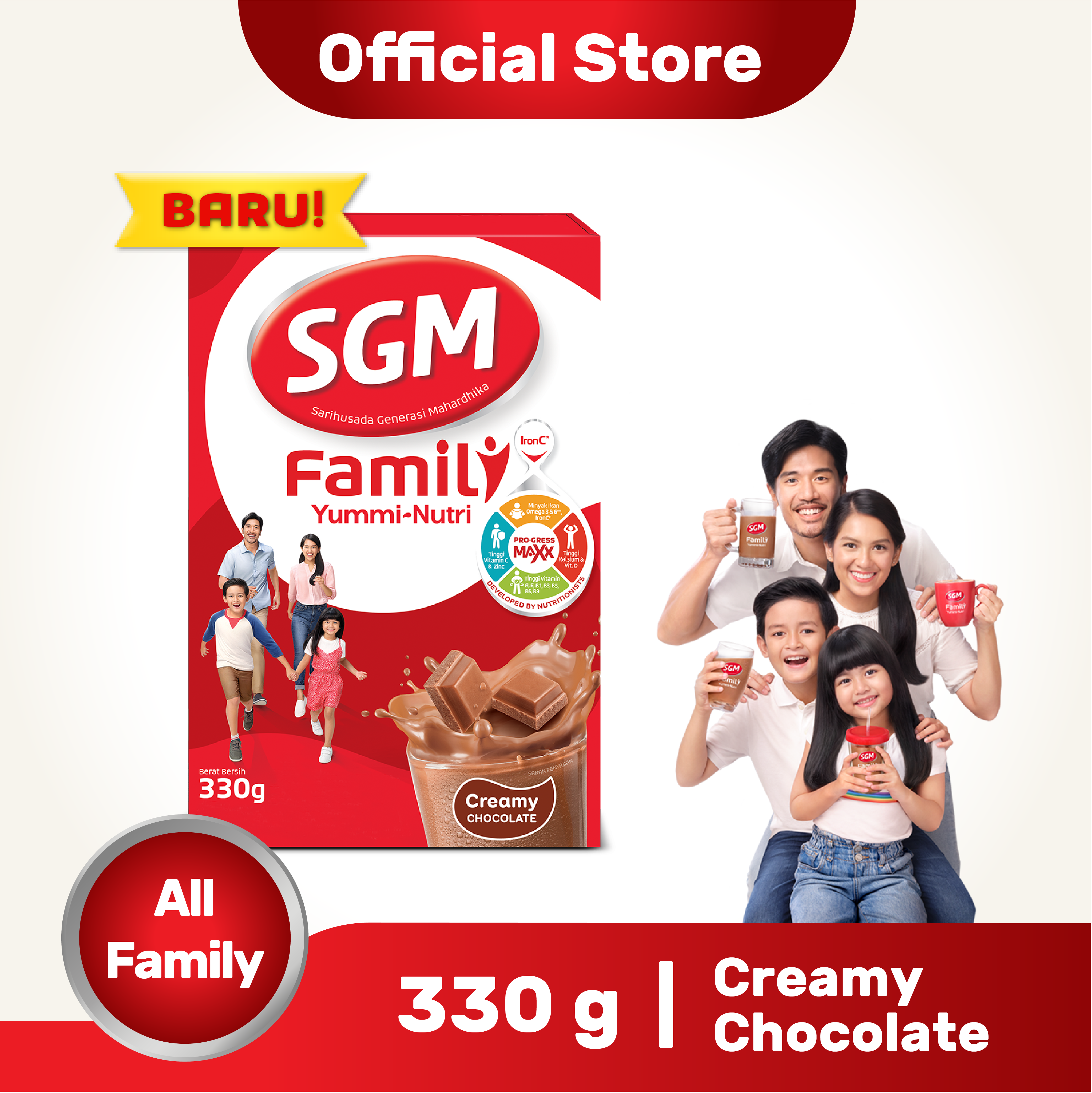 SGM Family Yummi Nutri Creamy Chocolate Susu Keluarga 330gr - 1