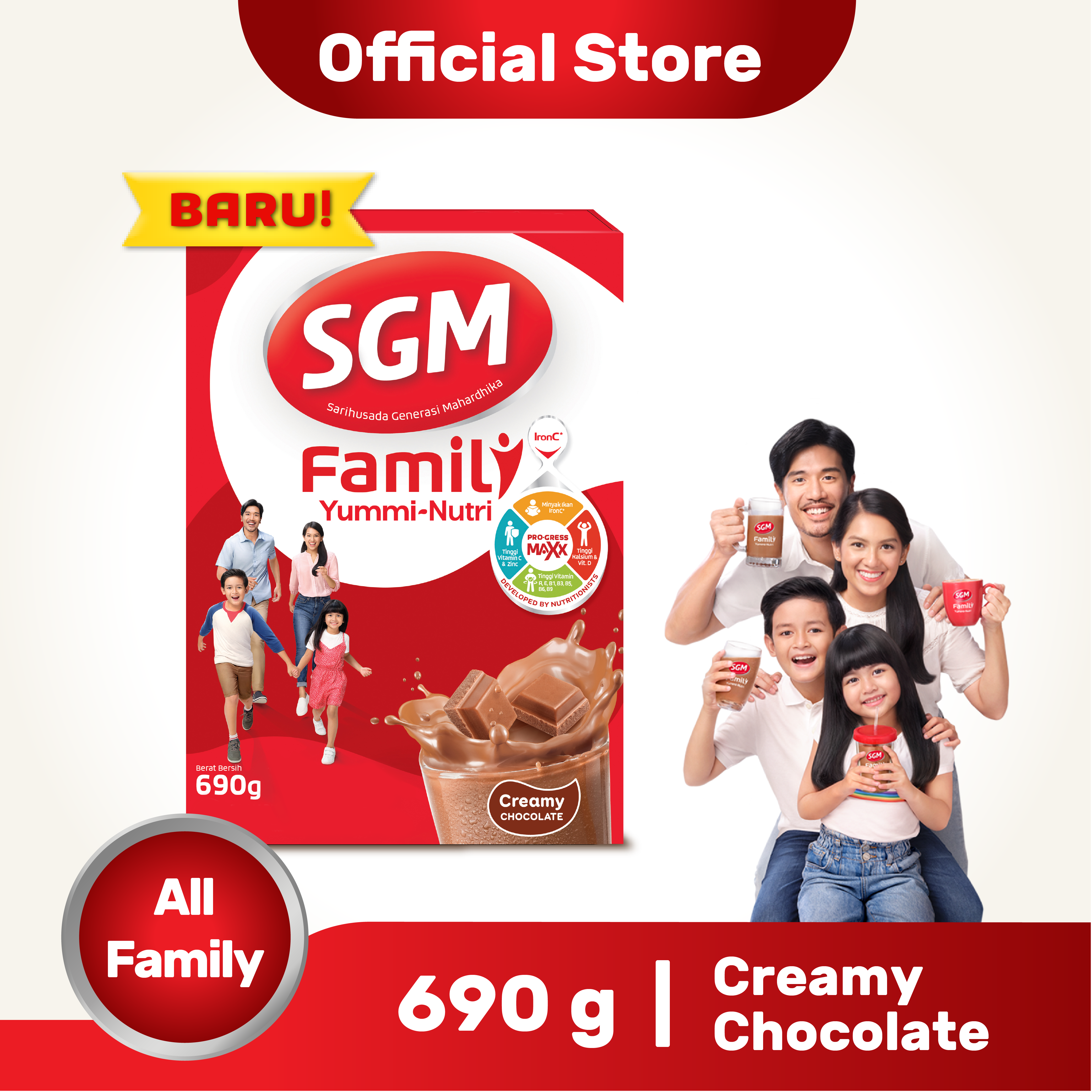SGM Family Yummi Nutri Creamy Chocolate Susu Keluarga 690gr - 1