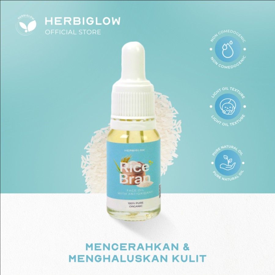 Herbiglow Face Oil Rice Bran 10ml - Serum Pencerah & Pelembab Wajah - 1