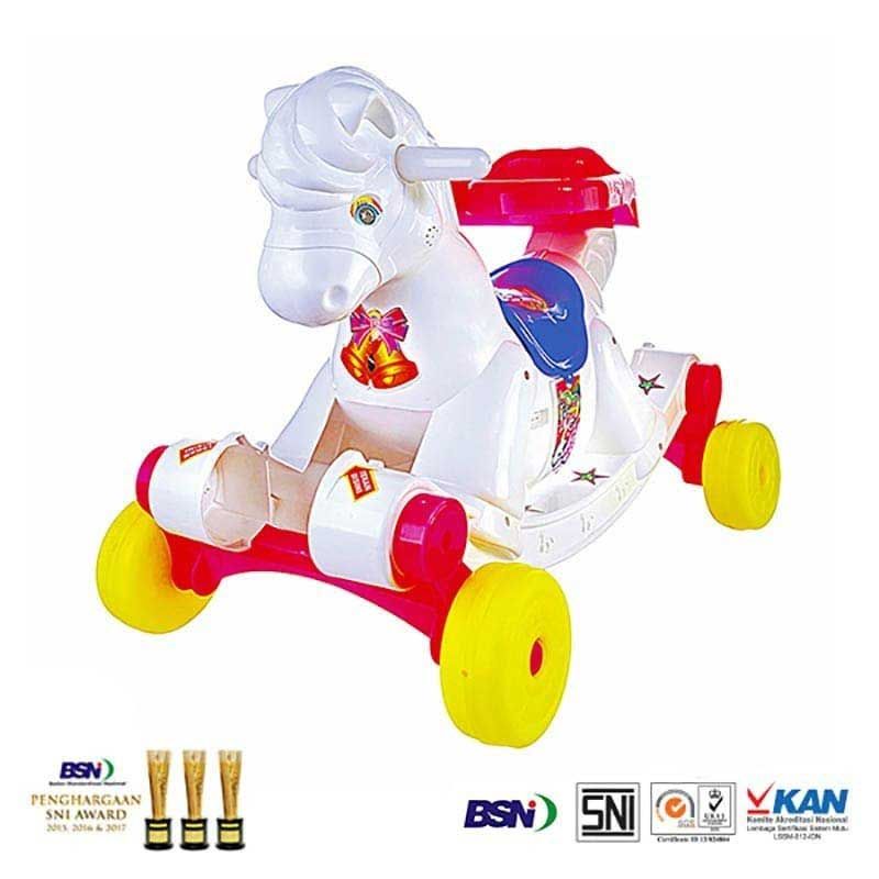 SHP Mainan Anak Plastik Kuda Dorong SHP TOYS KP 561 Happy Kids White - 1