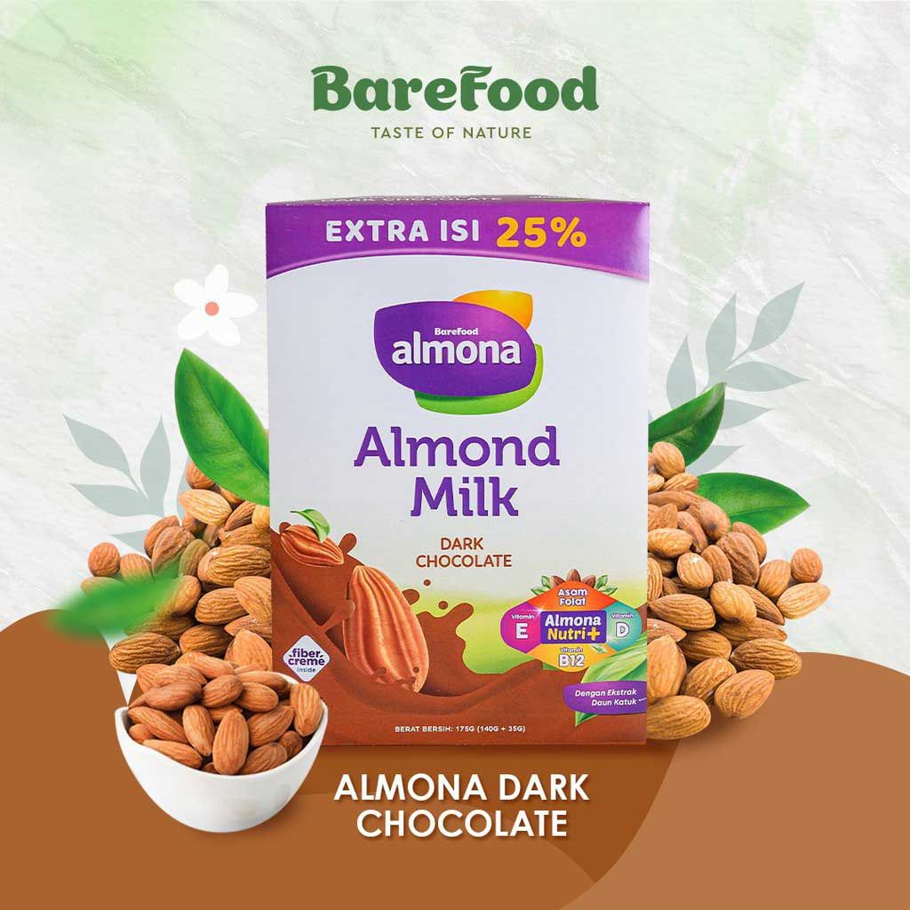 ALMONA Almond Milk Powder ASI BOOSTER with Daun Katuk - Rendah Gula - Tinggi Serat - Dairy Free Dark Chocolate - 1