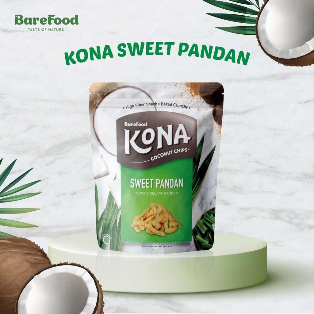 KONA Coconut Chips Sweet Pandan 45gr - 1