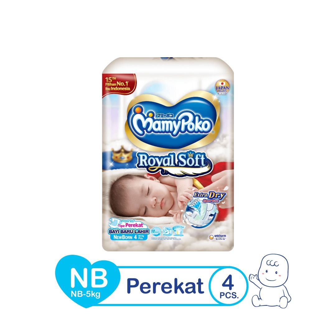 MamyPoko Popok Perekat Royal Soft - NB 4 - 1