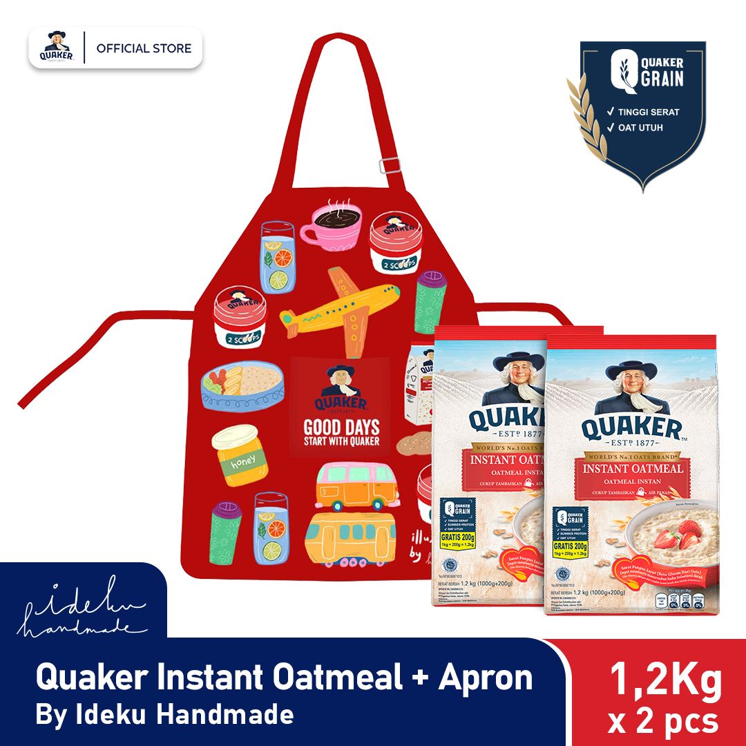 Quaker Instant Oatmeal 1,2kg Twinpack Free Apron - 1