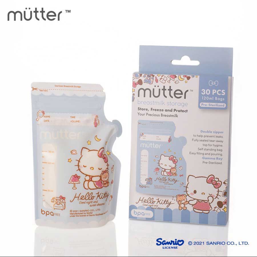 MUTTER Sanrio Kantong ASI 120ml isi 30 Plastik ASIP Hello Kitty - Kitty Blue - 1