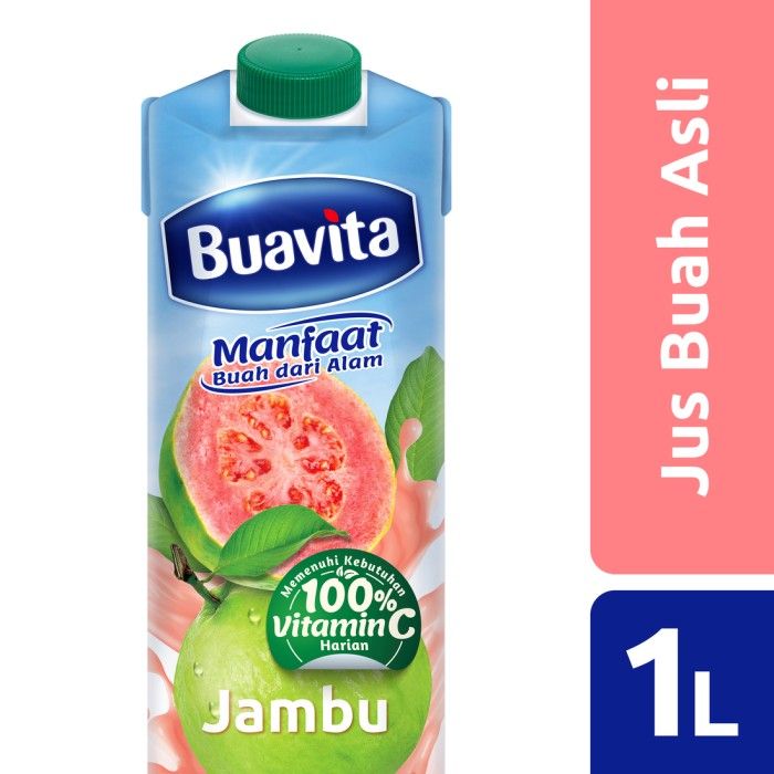 Buavita Jus Buah Jambu Kaya Vitamin C 1Liter - Guava Juice, Jus Jambu, Jus Buah Asli - 1