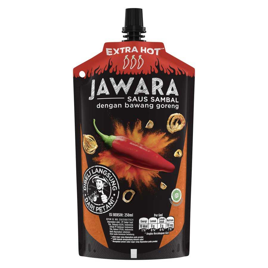 Jawara Saus Sambal Bawang Goreng Extra Hot Pouch 250Ml - 2