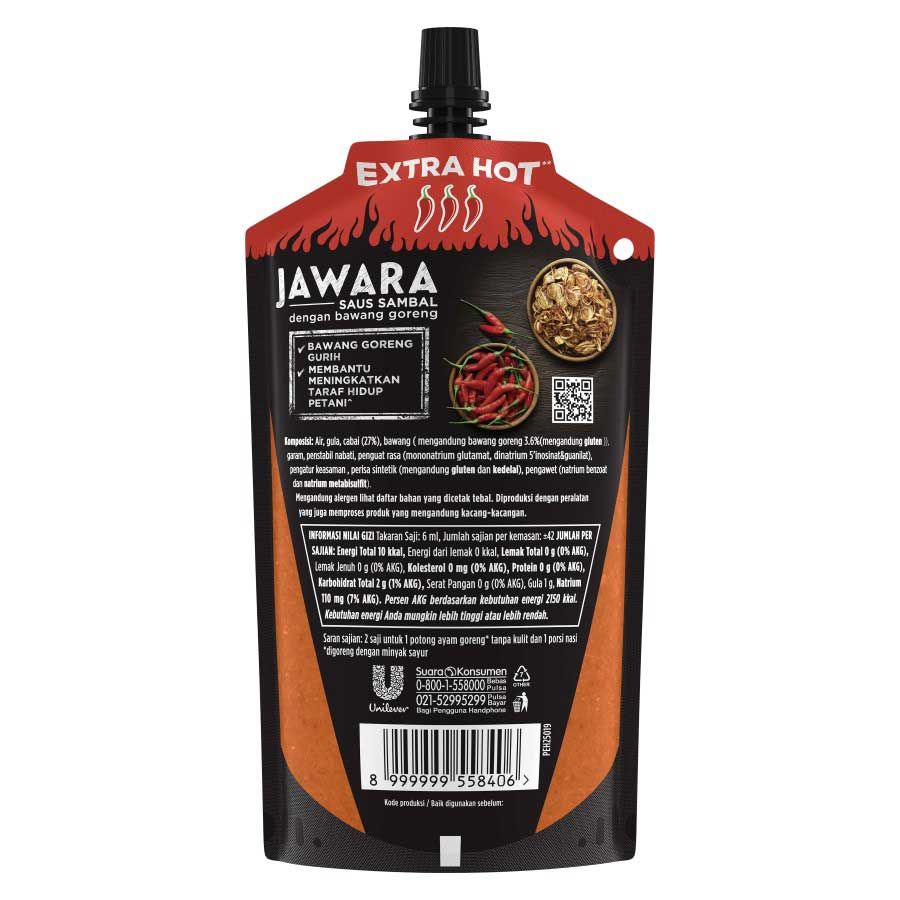Jawara Saus Sambal Bawang Goreng Extra Hot Pouch 250Ml - 3