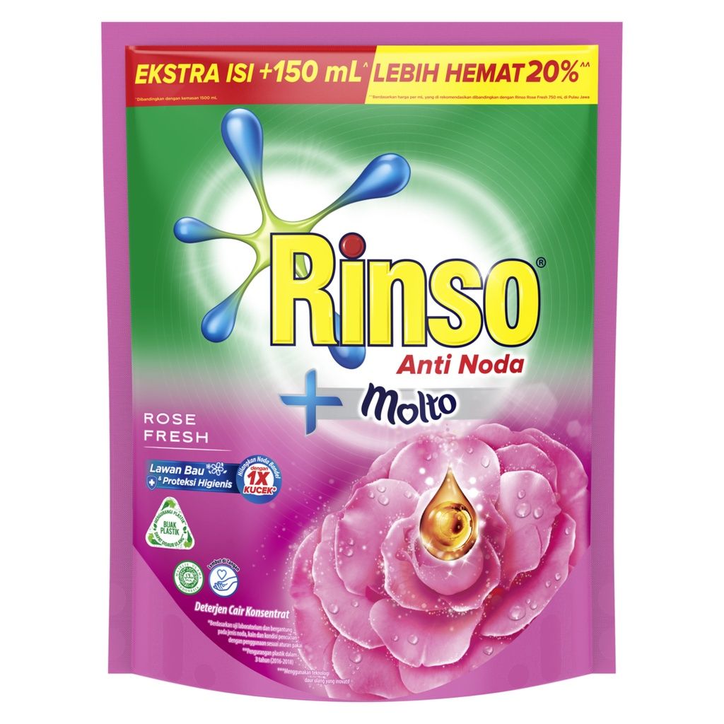 Rinso Molto  Deterjen Cair Rose Fresh Liquid Detergent 1.65L - 1