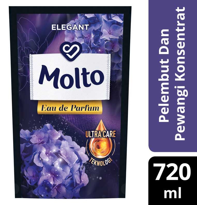 Molto Pelembut Dan Pewangi Pakaian Eau De Parfum Purple Elegant 720Ml - 1