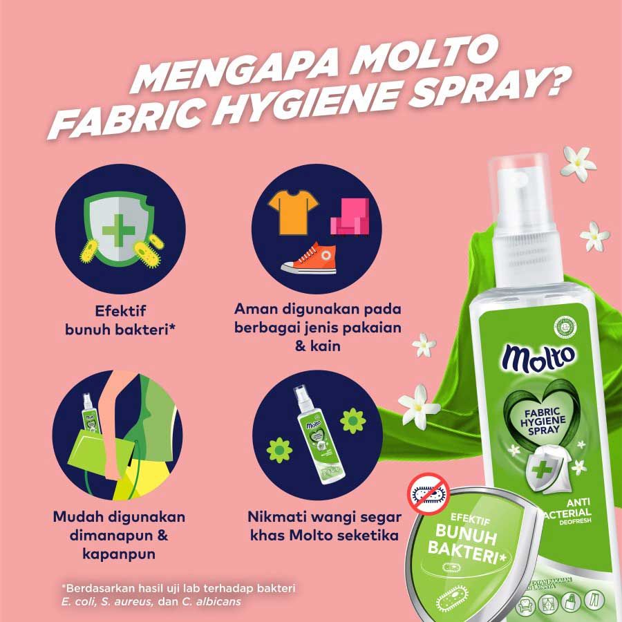 Molto Fabric Hygiene Spray Pakaian Anti Bacterial 100 Ml - 5