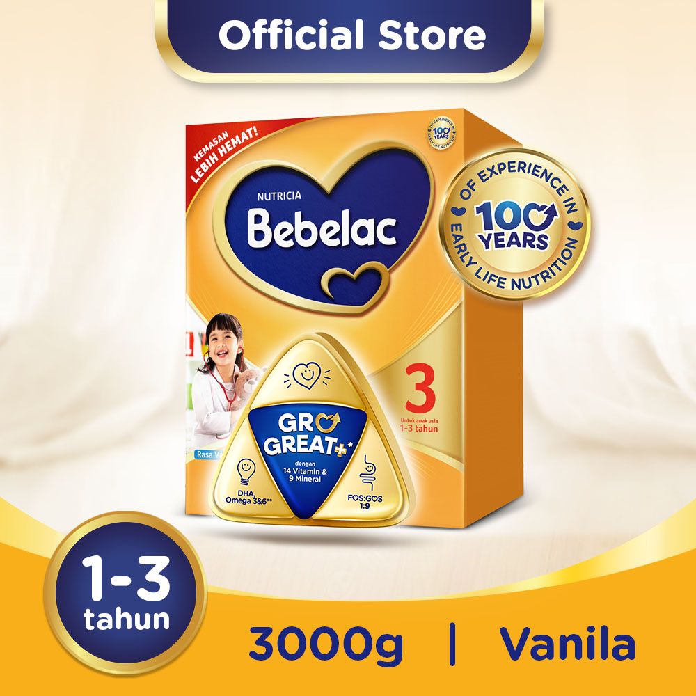 Bebelac 3 Vanilla Susu Pertumbuhan Bubuk 3000gr - 1