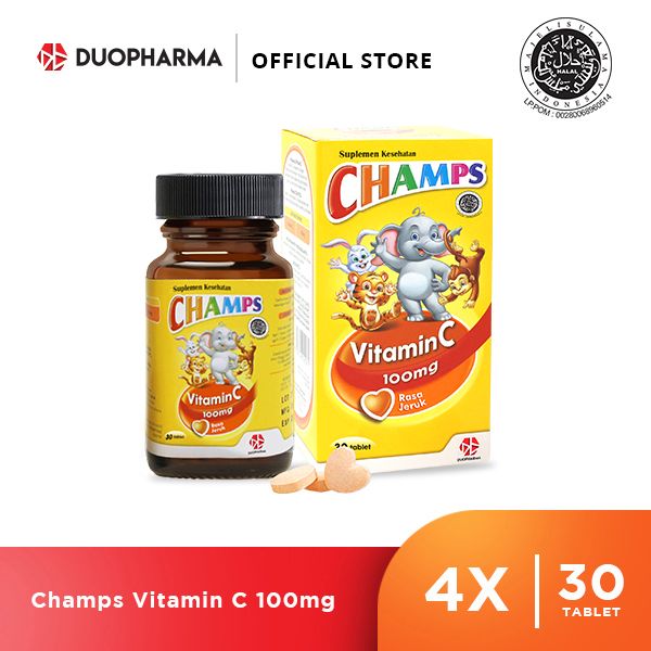 Champs Vitamin C 100MG (30 Tablet x 4 Botol) - 1