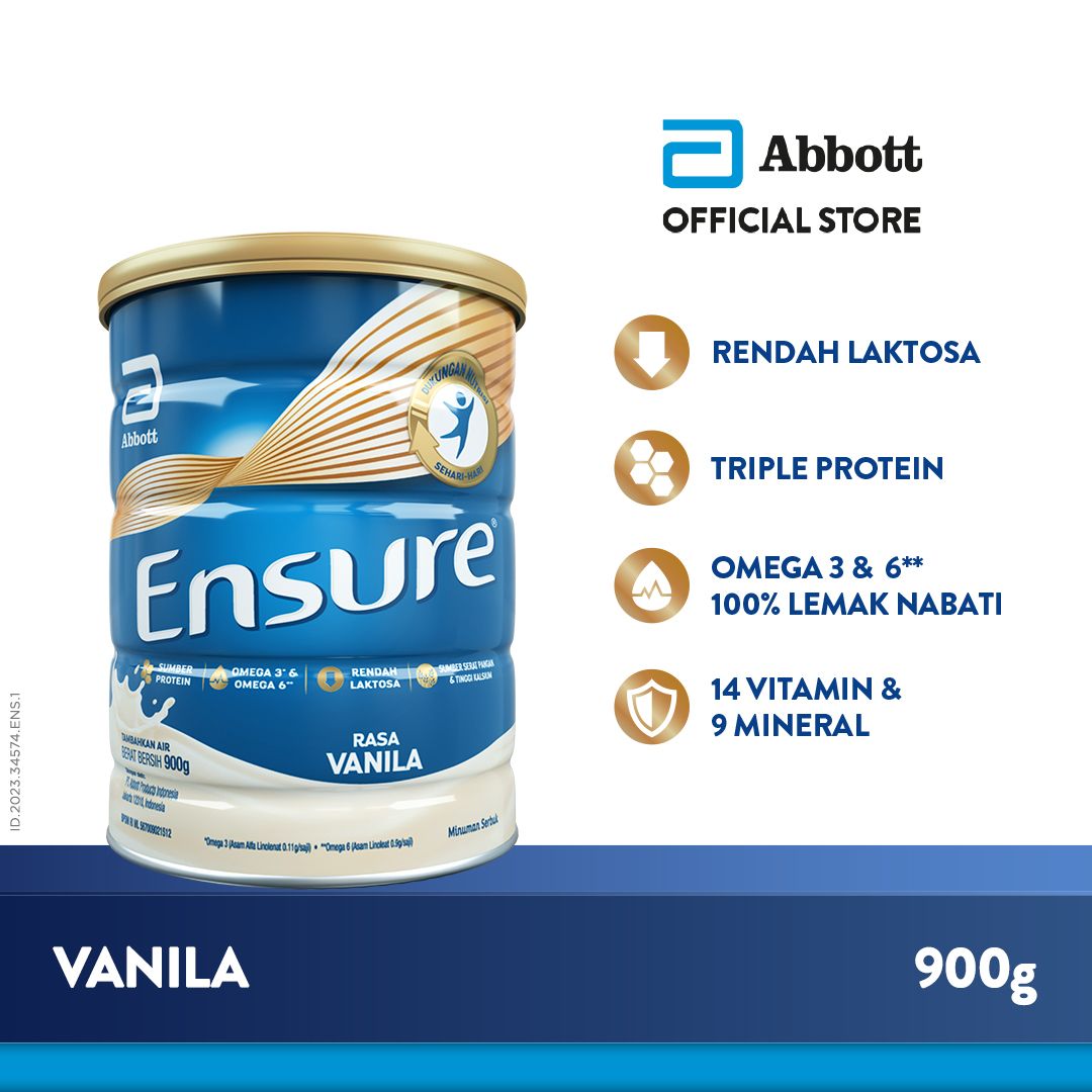 Ensure Vanilla 900 g - Susu Nutrisi Dewasa Rendah Laktosa - 1