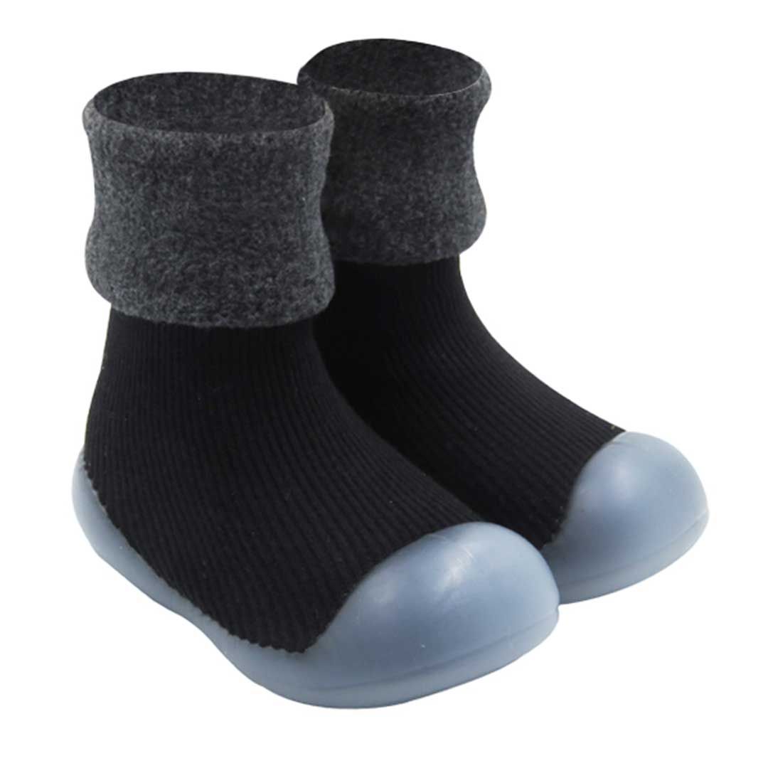 Balmoral Kids Sepatu Bayi Slip On Prewalker Sock Shoes Anak 9 bulan - 3 tahun Flexi Sole Black-21 - 1
