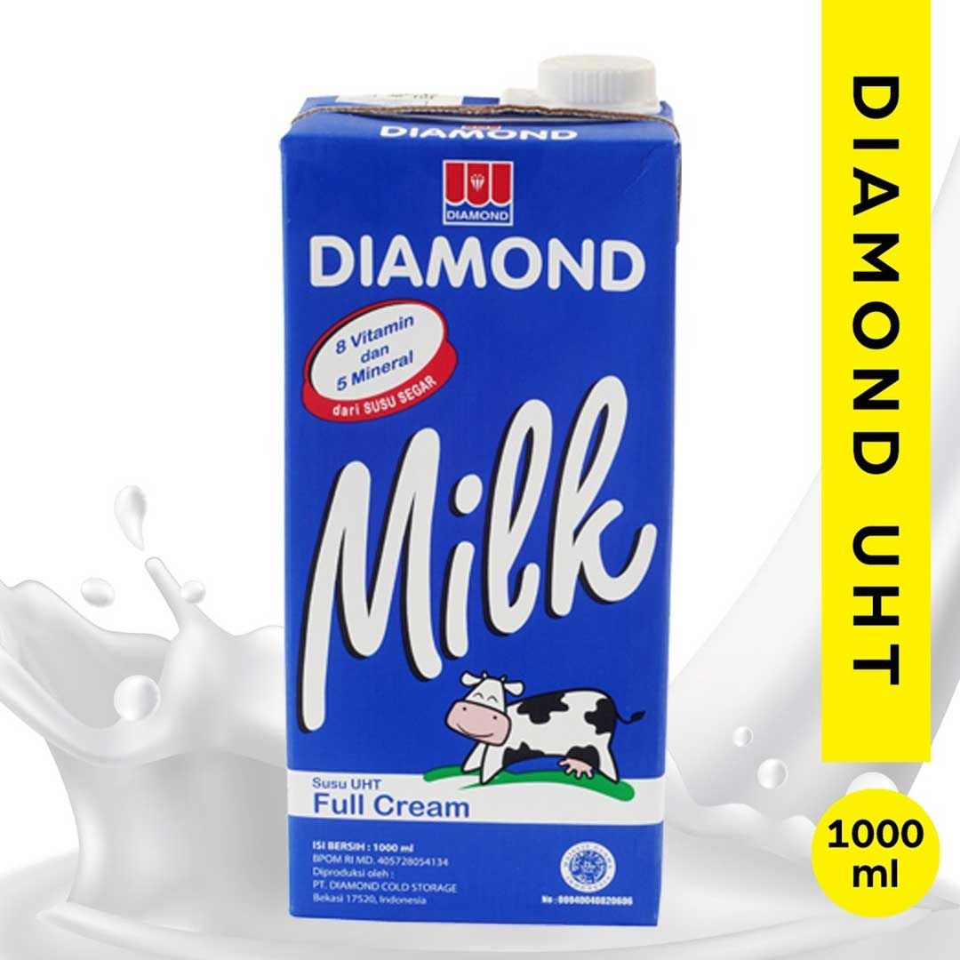Diamond Milk Uht Full Cream 1 Liter Susu Uht Diamond 1000Ml - 1