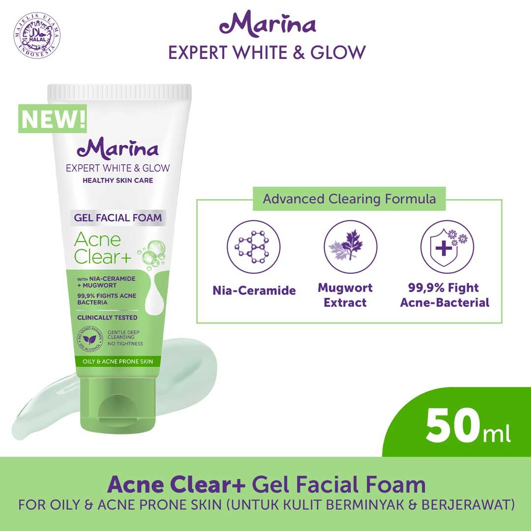 Marina Expert White & Glow Gel Facial Foam - Acne Clear+ 50 ml - 1