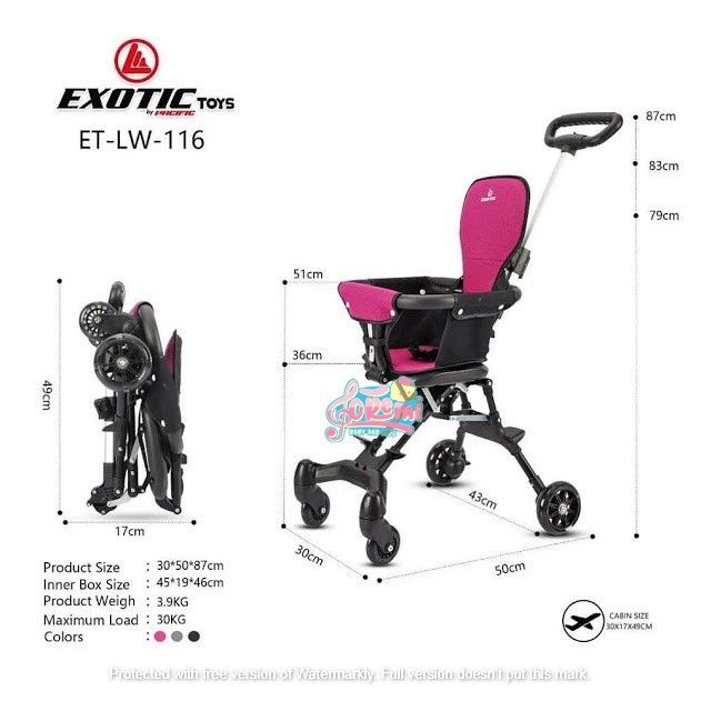 Exotic Stroller Anak Bayi Balita Kursi Dorong Stroler Anak Exotic ET LW116 Sofa Style Pink - 2