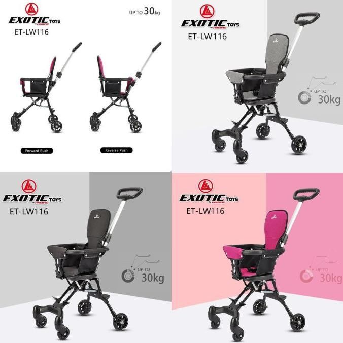 Exotic Stroller Anak Bayi Balita Kursi Dorong Stroler Anak Exotic ET LW116 Sofa Style Pink - 3