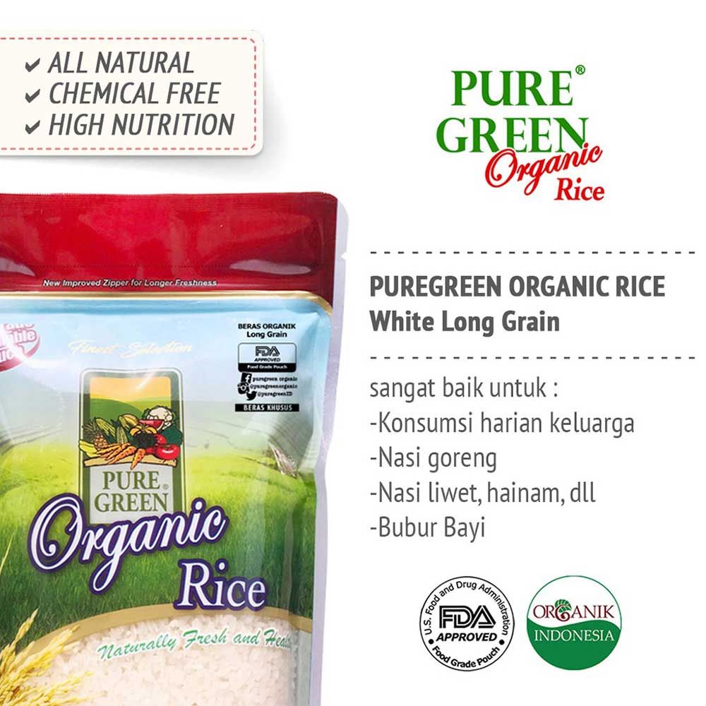 Puregreen Organic Long Grain 1kg - 2