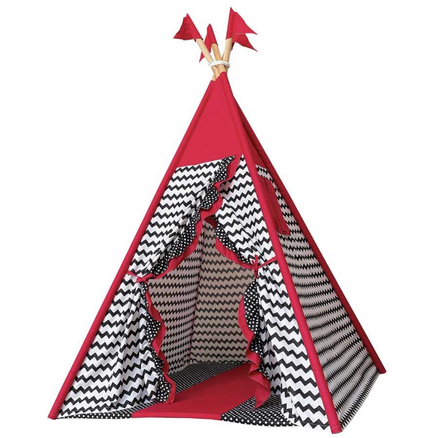 Teepee Tent Retro Black & Red - 1