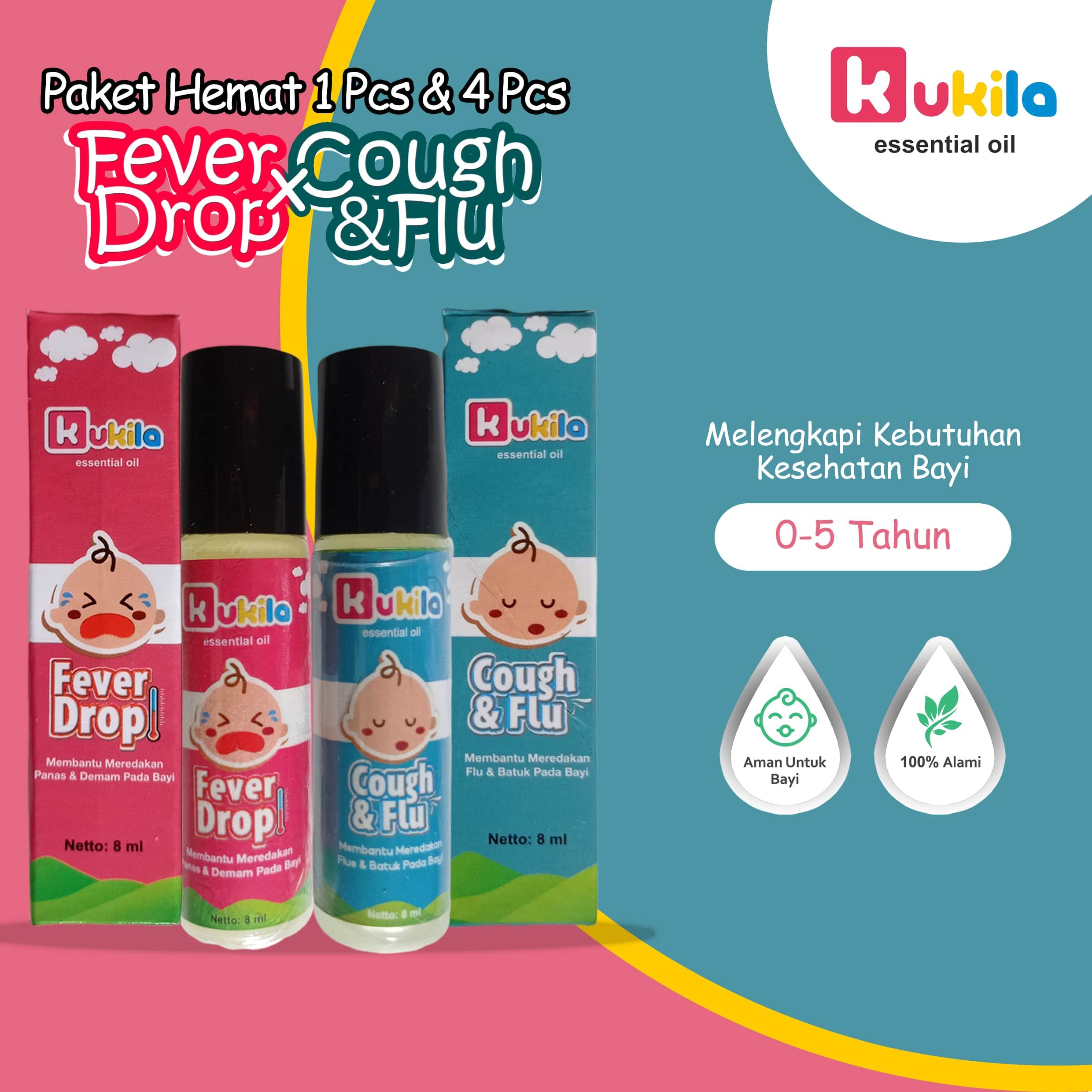 Kukila Essential Oil Baby Fever Drop 1 pcs dan Cough & Flu 4 pcs - 1