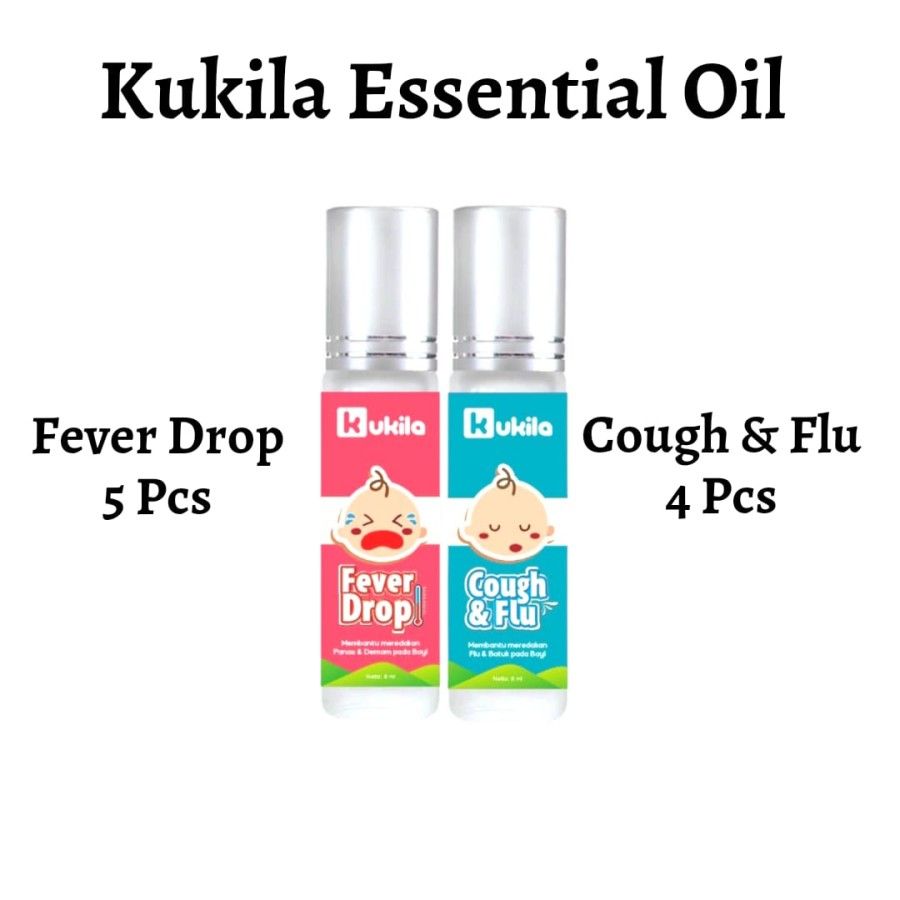 Kukila Essential Oil Baby Cough & Flu 4 pcs dan Fever Drop 5 pcs - 1
