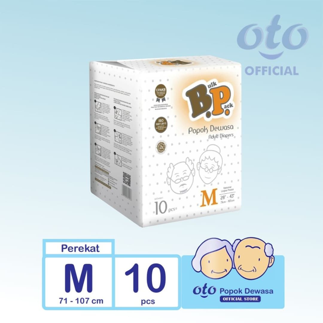 OTO BP Adult Diaper Popok Dewasa model Perekat ukuran M -isi 10 pcs - 1