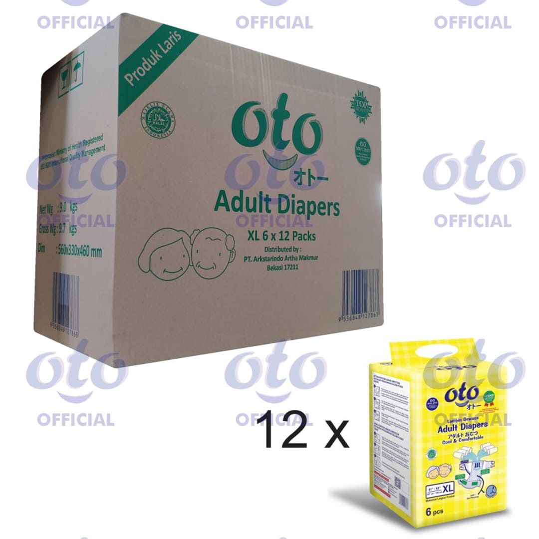 OTO Diapers Adult  Popok Dewasa model Perekat ukuran XL,isi 6pcs x 12 - 2