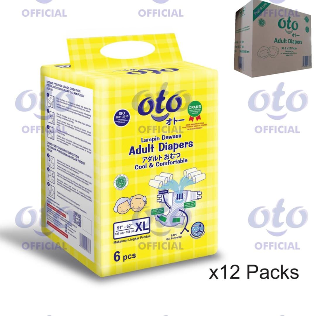 OTO Diapers Adult  Popok Dewasa model Perekat ukuran XL,isi 6pcs x 12 - 3