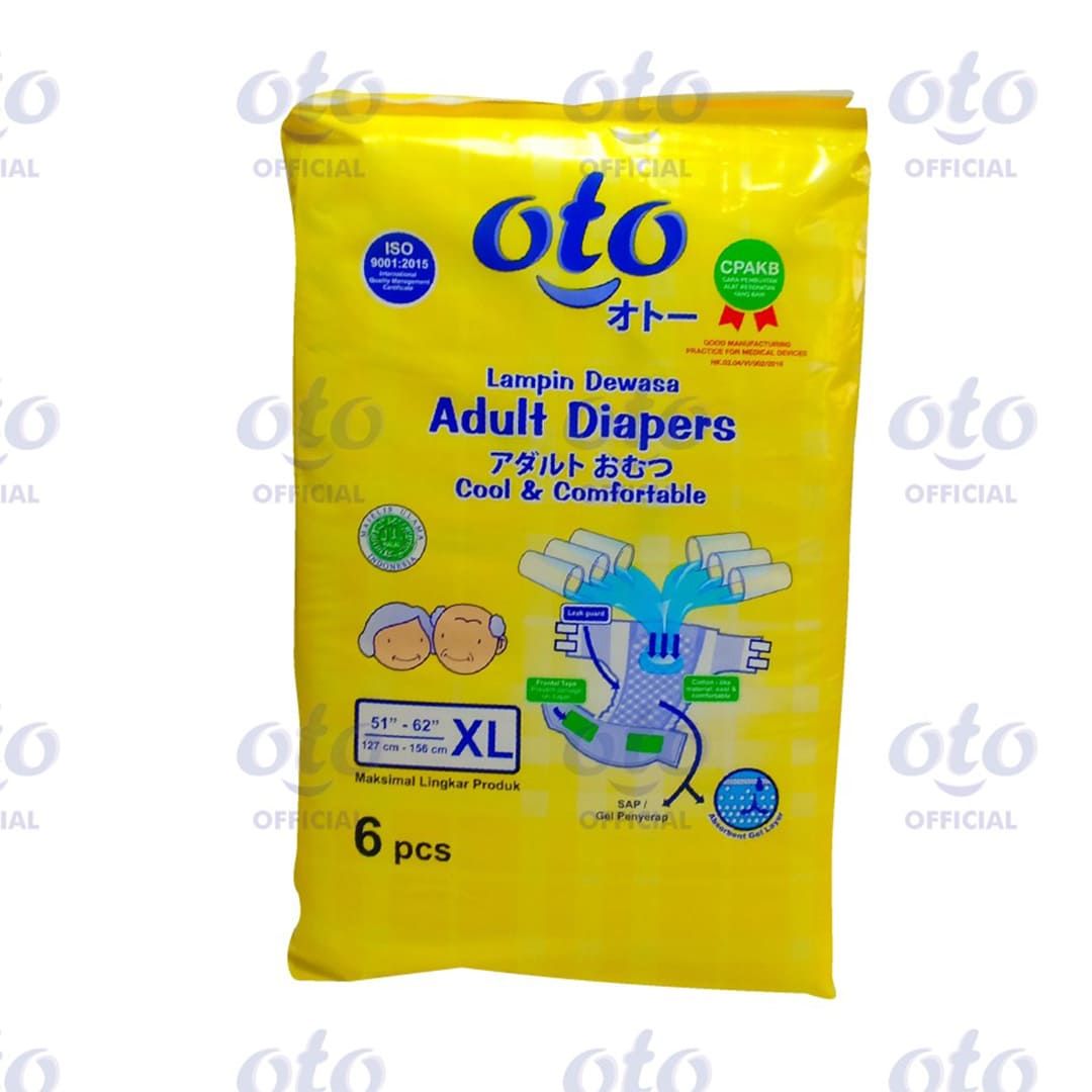 OTO Diapers Adult  Popok Dewasa model Perekat ukuran XL,isi 6pcs x 12 - 4