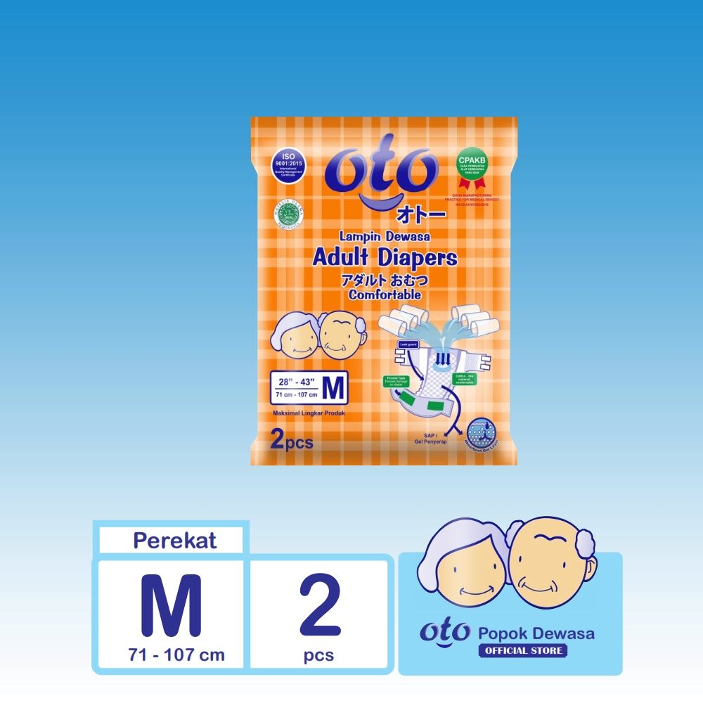 OTO Diapers Adult  Popok Dewasa model Perekat ukuran M isi 2 pcs - 1