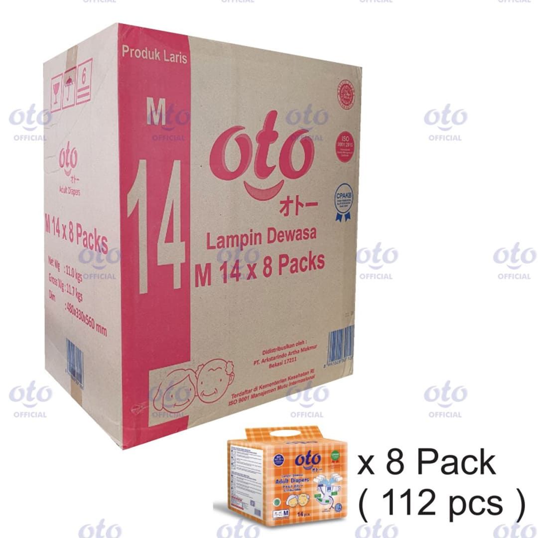 OTO Diapers Adult  Popok Dewasa model Perekat ukuran M,isi 14pcs x 8 - 1