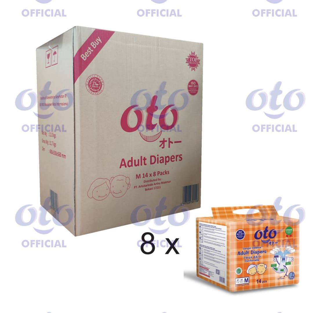 OTO Diapers Adult  Popok Dewasa model Perekat ukuran M,isi 14pcs x 8 - 2