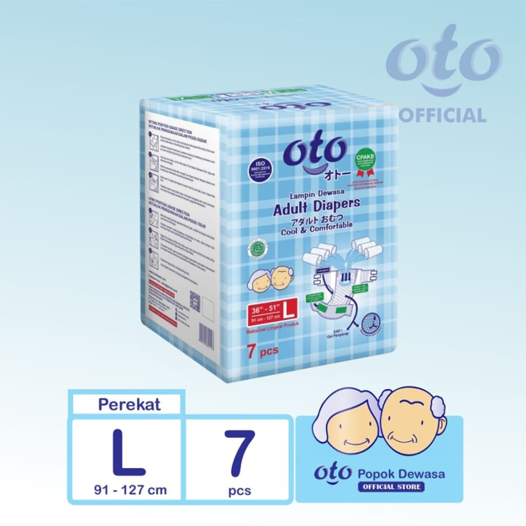 OTO Diapers Adult  Popok Dewasa model Perekat ukuran L - isi 7 pcs - 1