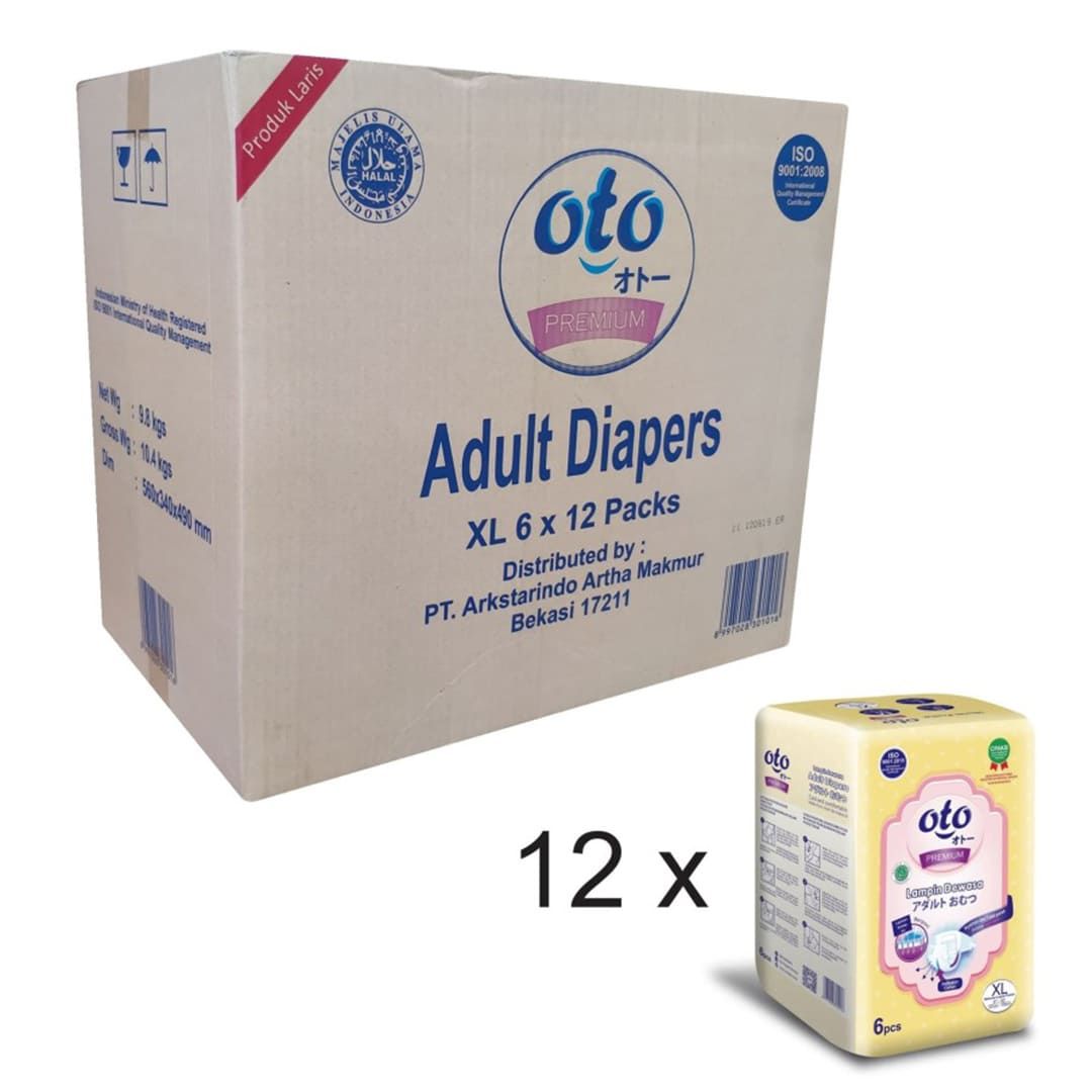 OTO Diapers for Adult  Popok Dewasa Premium ukuran XL isi 6 pcs x 12 - 1