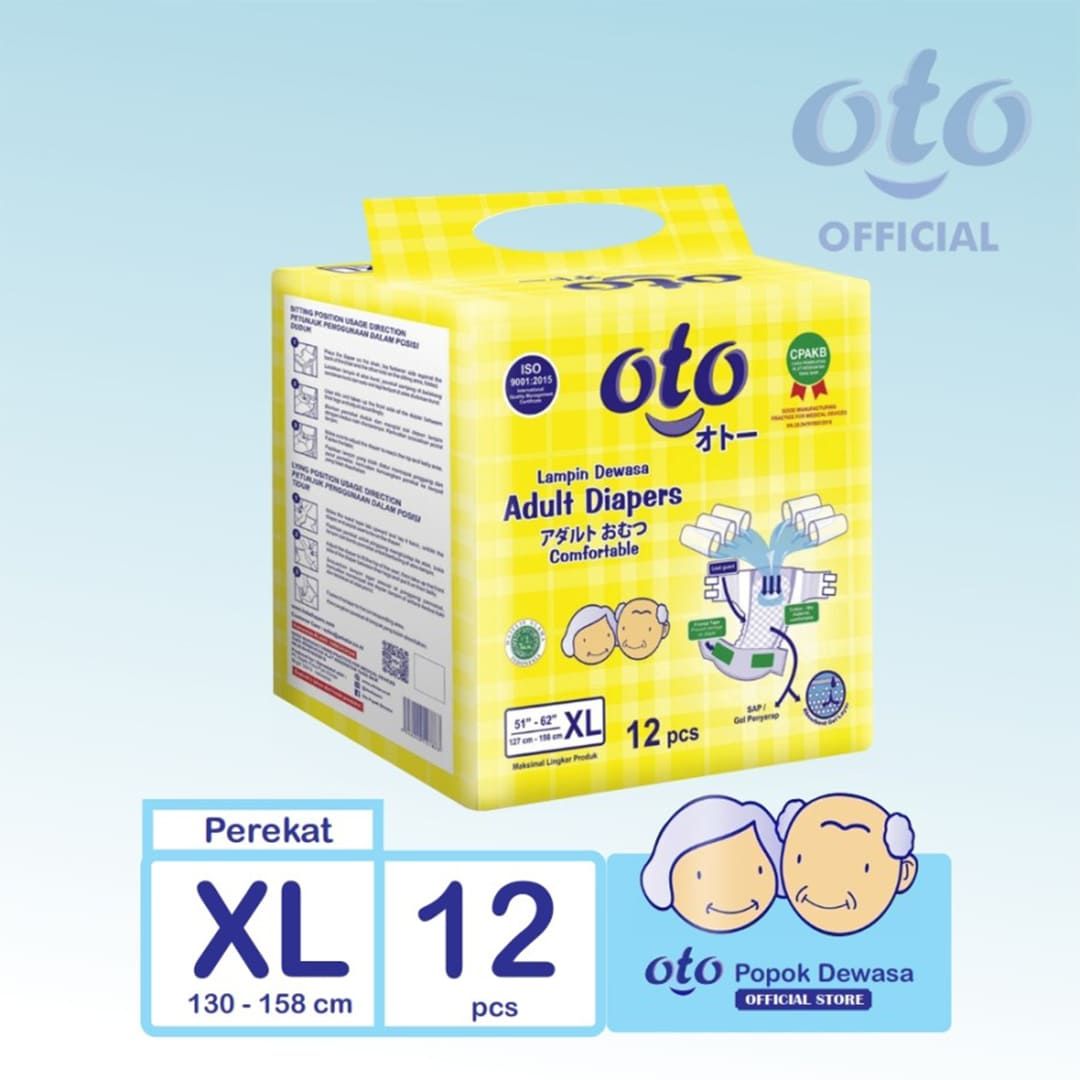 OTO Diapers Adult  Popok Dewasa model Perekat ukuran XL - isi 12 pcs - 1
