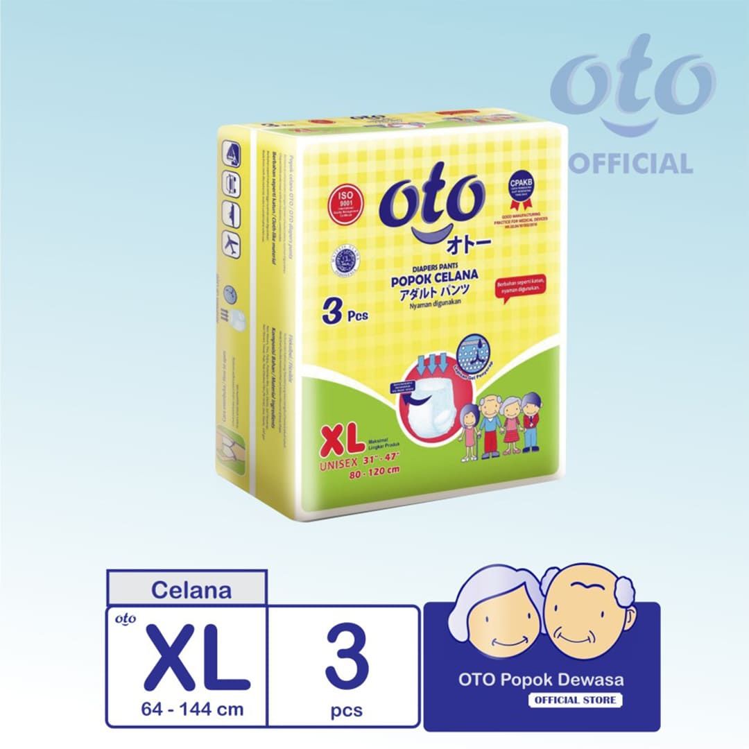 OTO Diapers Adult Pants  Popok Dewasa model Celana size XL isi 3 pcs - 1