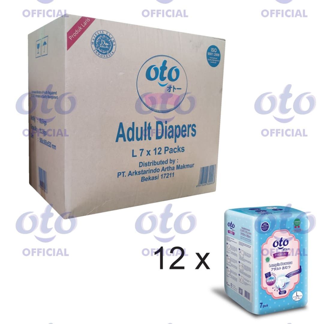OTO Diapers for Adult  Popok Dewasa Premium ukuran L, isi 7 pcs x 12 - 1