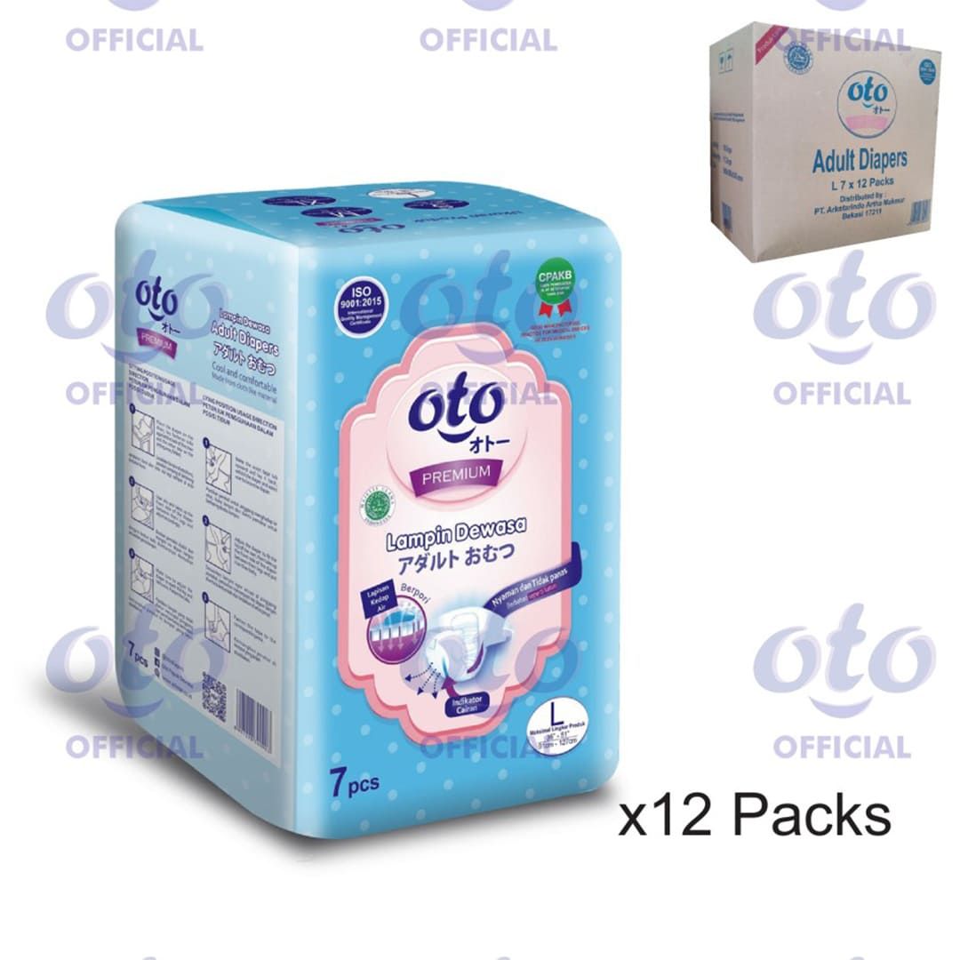 OTO Diapers for Adult  Popok Dewasa Premium ukuran L, isi 7 pcs x 12 - 2
