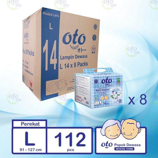 OTO Diapers Adult  Popok Dewasa model Perekat ukuran L,isi 14 pcs x 8 - 1