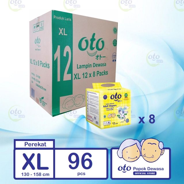 OTO Diapers Adult Popok Dewasa model Perekat ukuran XL isi 12 pcs x 8 - 1