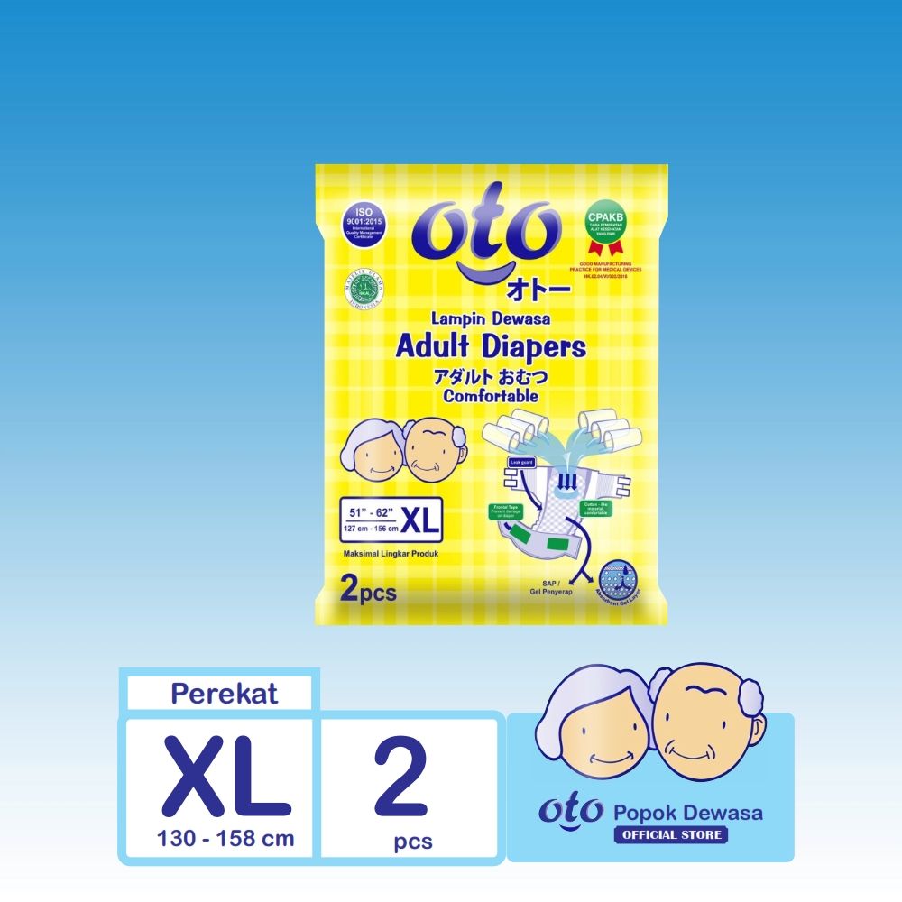 OTO Diapers Adult  Popok Dewasa model Perekat ukuran XL isi 2 pcs - 1