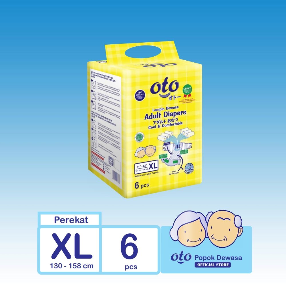 OTO Diapers Adult  Popok Dewasa model Perekat ukuran XL-isi 6 pcs - 1
