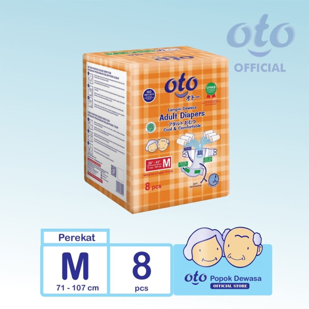 OTO Diapers Adult  Popok Dewasa model Perekat ukuran M-isi 8 pcs - 1