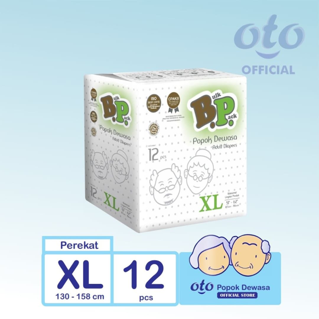 OTO BP Adult Diaper Popok Dewasa model Lem Perekat ukuran XL - isi 12 pcs - 1