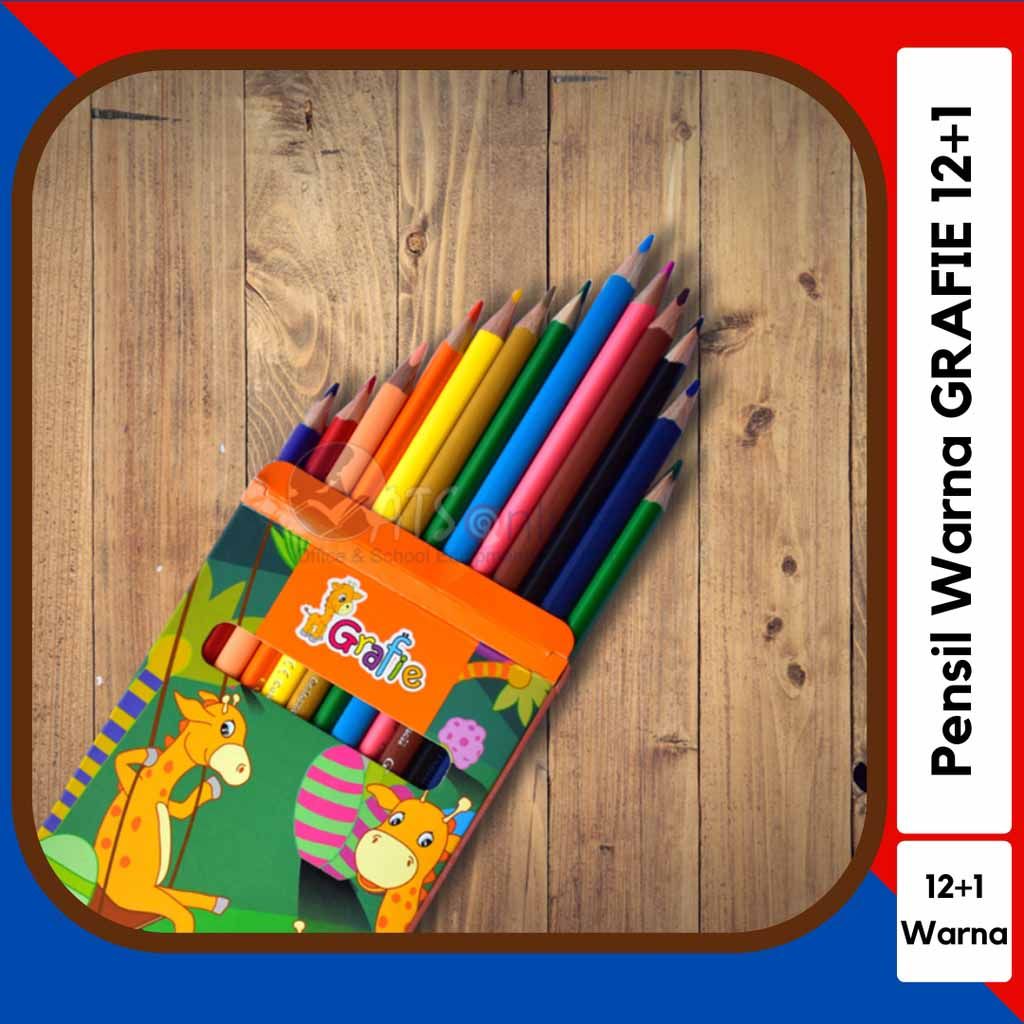 Grafie Pensil Warna Color Pencil 12+1 (Ada Warna Emas) - 1